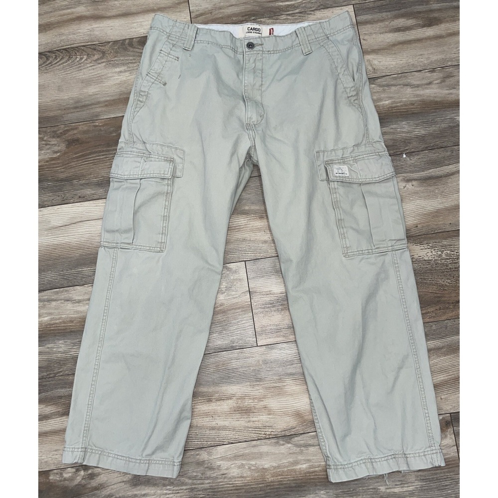 Levi's Cargo Pants Men's 36X30 Ivory Loose Straight Fit Baggy Skater Y2K Cotton
